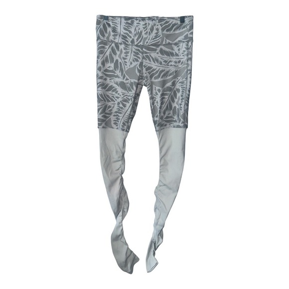 Alo White/Gray Palm Leaf Goddess Leggings, Small - Picture 2 of 10